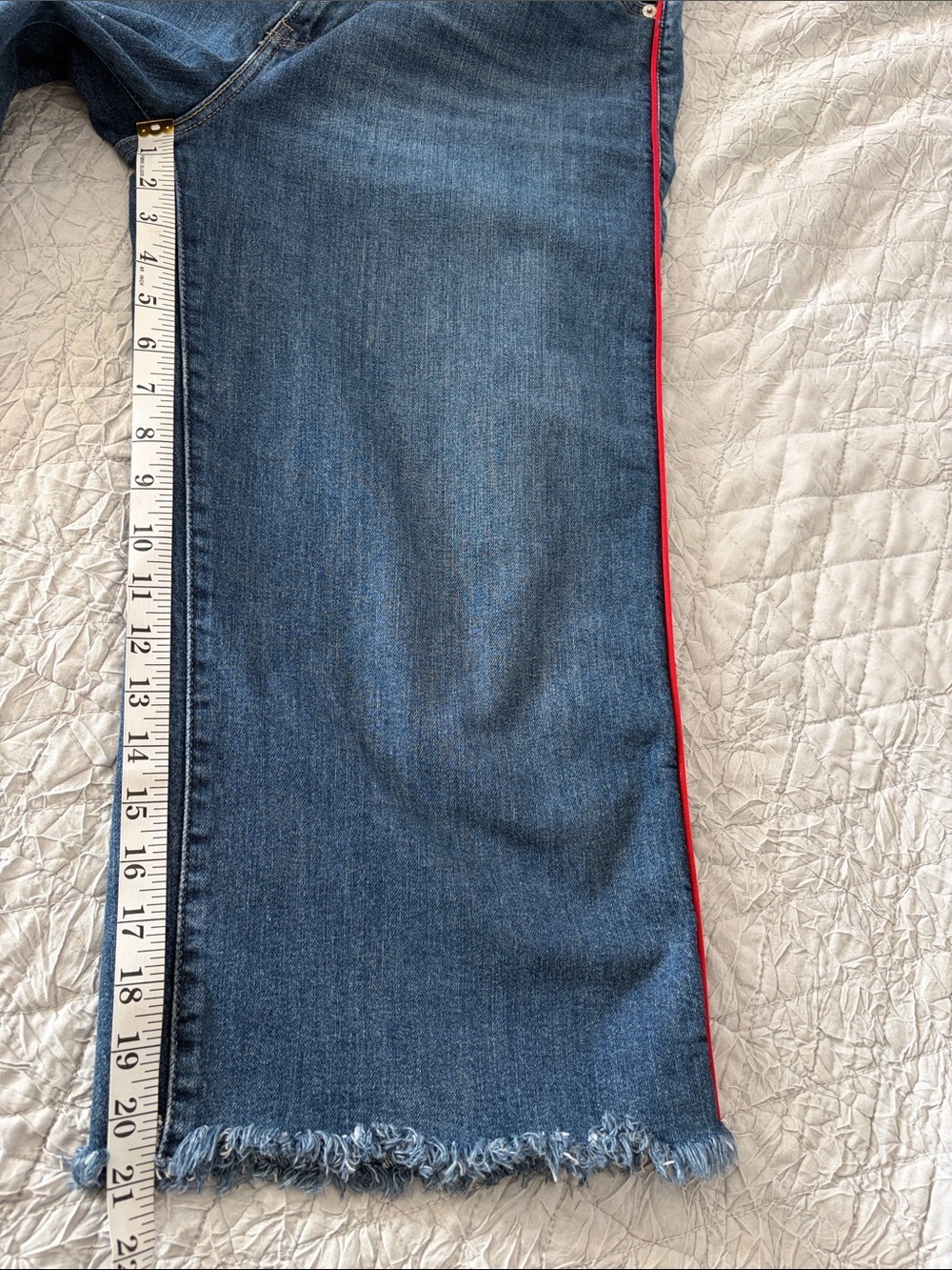 Levi's Blue Cropped Wide-Leg Jeans with Red Side Piping - Picture 9 of 11